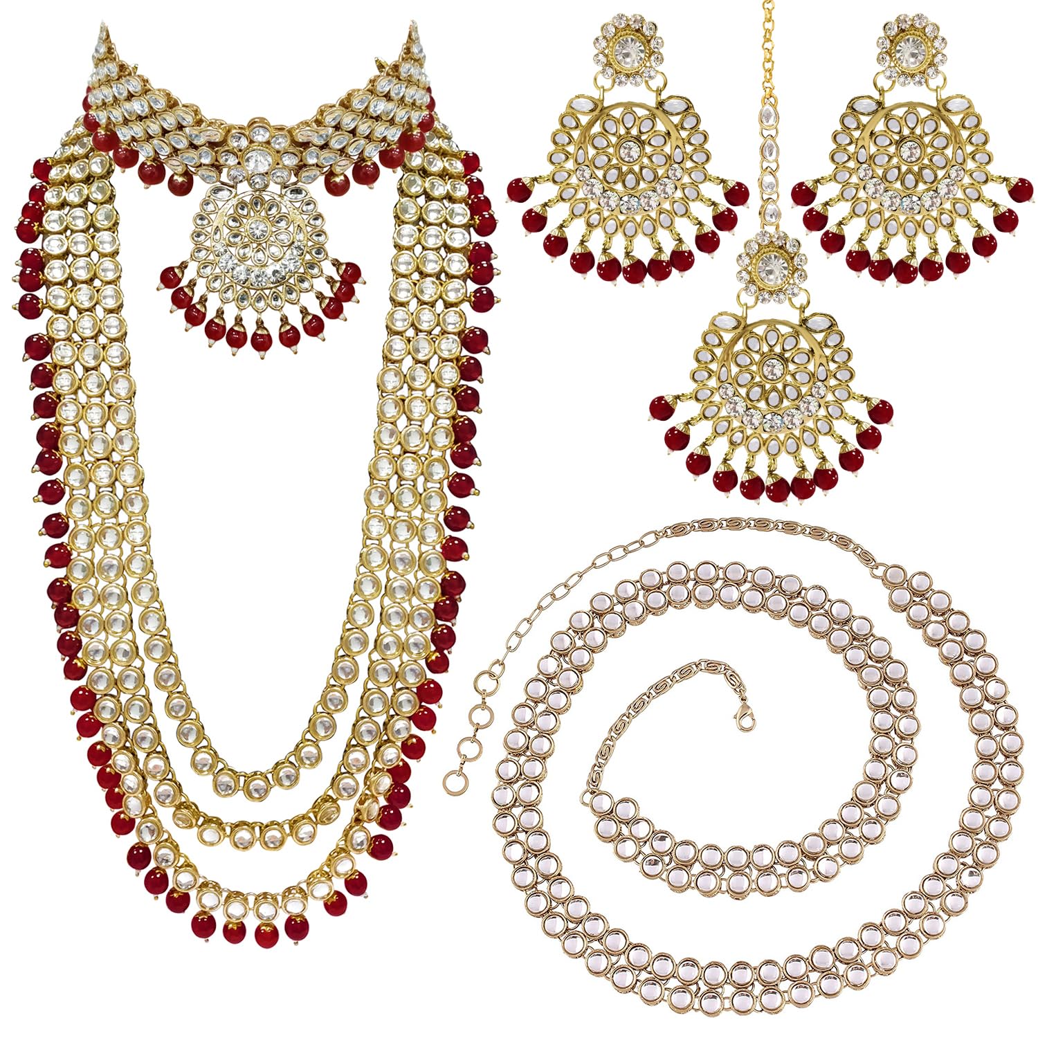 Kundan Faux Pearl Bridal Jewelry Set Gift for Women