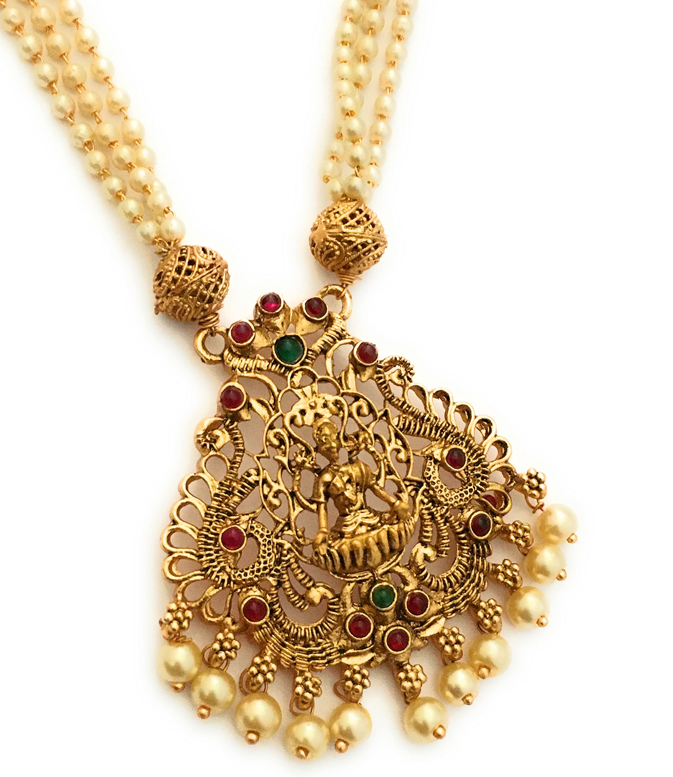 Latest Traditional Temple Necklace Jewellery Set with Jhumka Earrings for Women and Girls