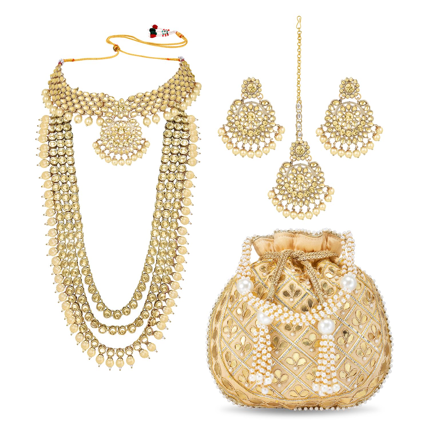 Kundan Faux Pearl Bridal Jewelry Set Gift for Women