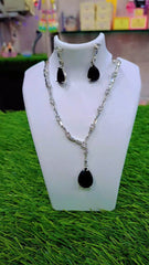 Stylish Black Stone Pendant Necklace Set for Women | Party Wear Imitation Jewelry | Ek11
