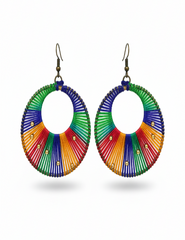 Multicolor Handmade Thread Hoop Earrings for Women