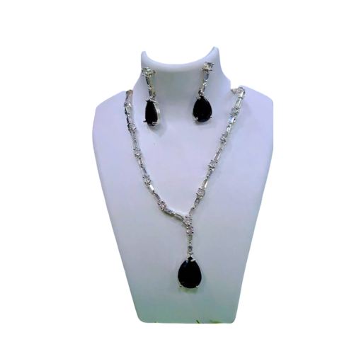Stylish Black Stone Pendant Necklace Set for Women | Party Wear Imitation Jewelry | Ek11