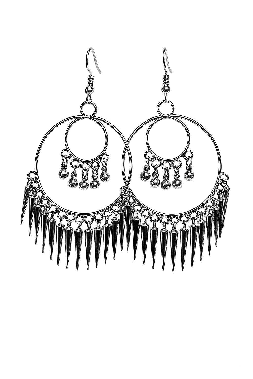Silver Spiked Statement Earrings