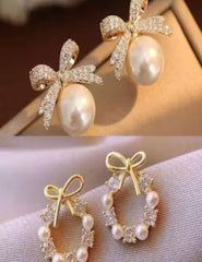 Eloria Combo Pack of 2 Korean Stud Earrings For Women And Girls