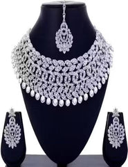 Sterling Rhodium Plated Jewellery Set With White Austrian Diamond