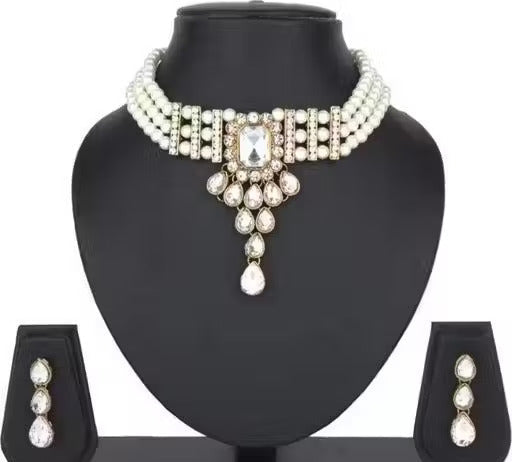 Square Combo White Jewelry Set