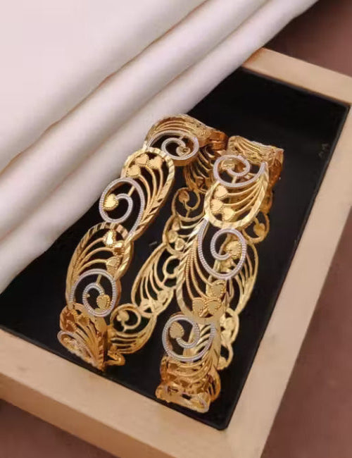 New Unique Fancy Bangles Gold Plated For Women 2 Piece And Girls