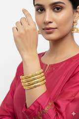 Gold plated metal bangle set