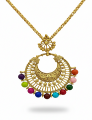 Traditional Gold-Plated Designer Necklace with Multicolor Beads