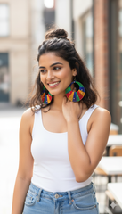 Multicolor Handmade Thread Hoop Earrings for Women