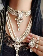 Square Combo White Jewelry Set